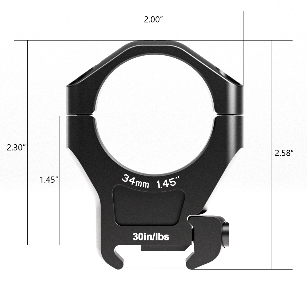 Arken Optics 34mm HALO Titanium Scope Rings - Low Height 0.92" - HRT-34092, USA Made